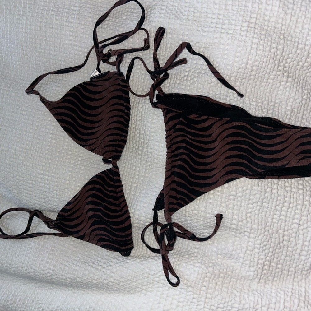 Thrills Co. / Free People Black and Brown Bikini